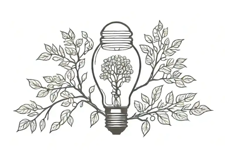 Light Bulb With Rowan Tree Growing