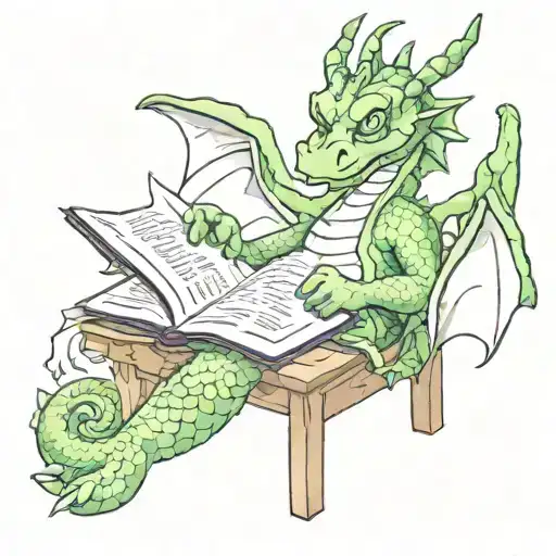 Dragon Reading A Book