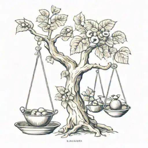 Hazelnut Tree With Balance Scale And Gemini