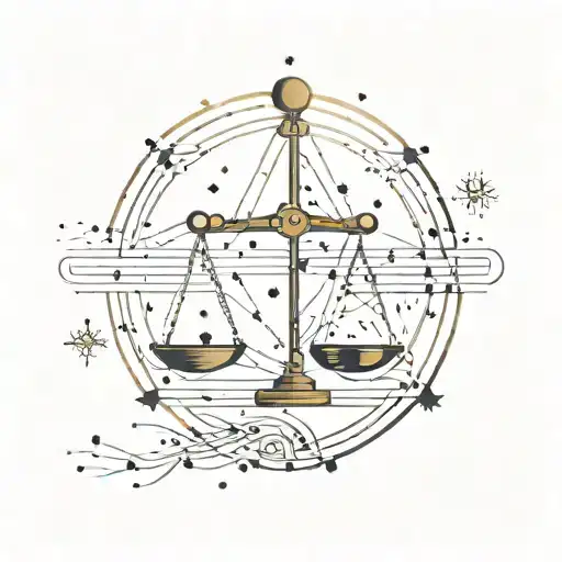 Libra Zodiac Sign Constellation With Stars And Minimalist Details