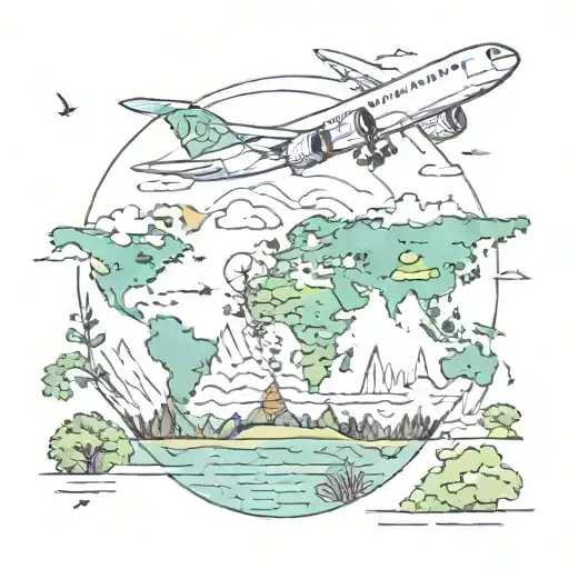 Nature And Airplane Flying Over A World