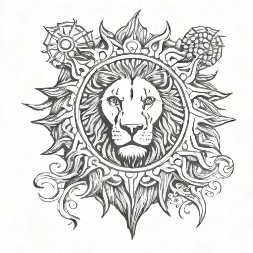 Sun And Lion Surrounded