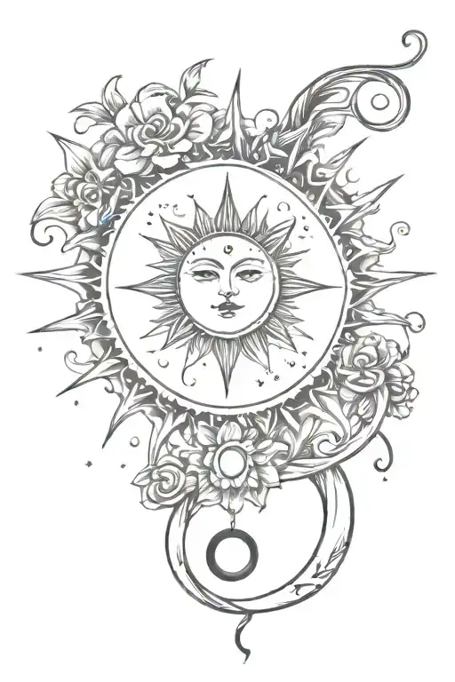 Dainty Spine Tatto Femal Spiritual With Sun And Moon