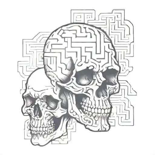 Skull Blending In With Maze Shoulder
