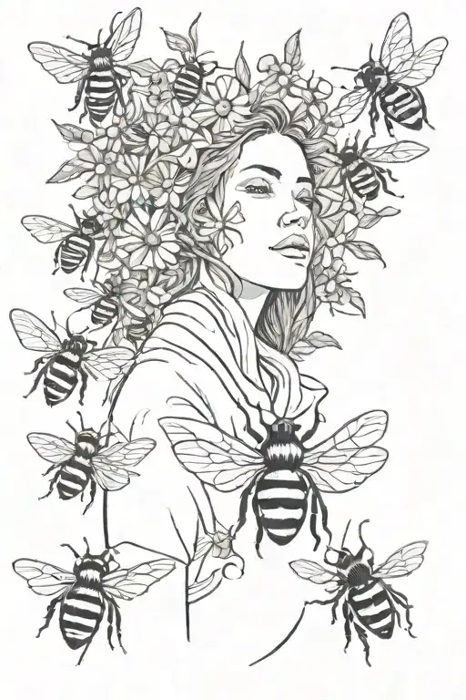 Sun Shining On Woman Around Bees