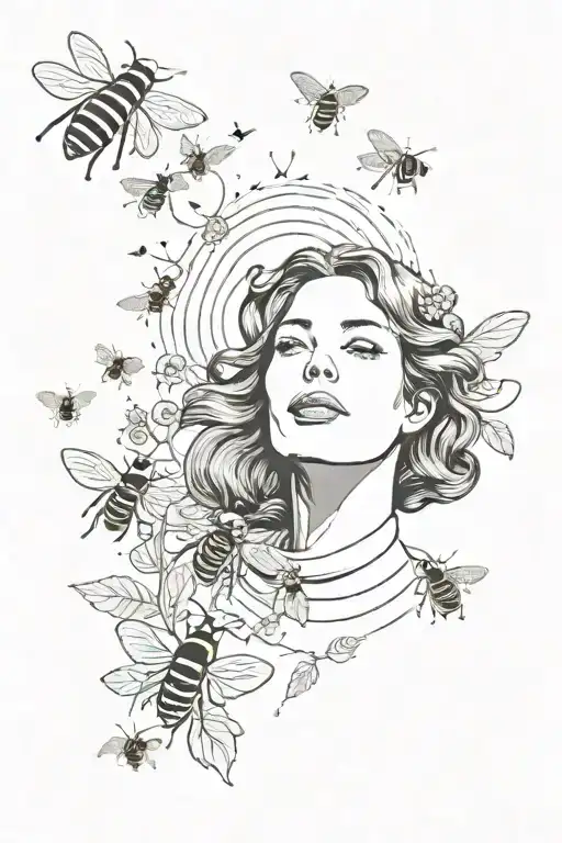 Sun Shining On Woman With Bees Flying
