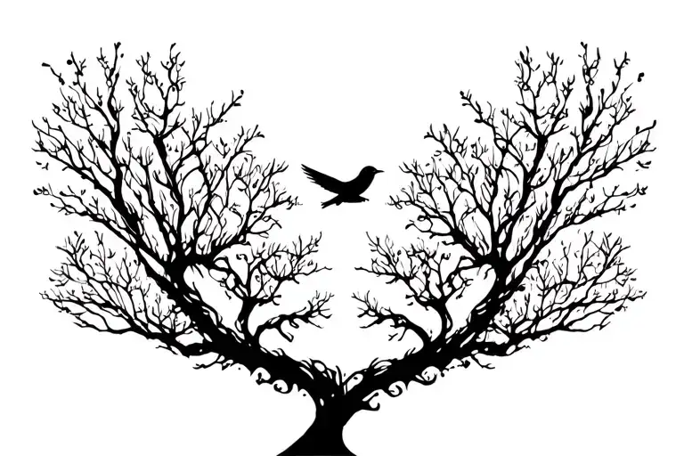 Reunified Tree And Bird By The Center