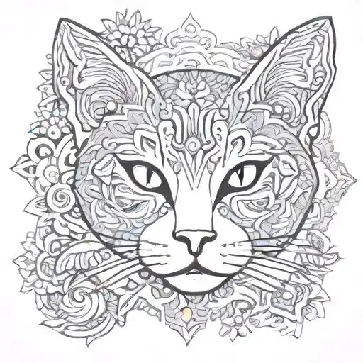 Cat Face Surrounded Mandala