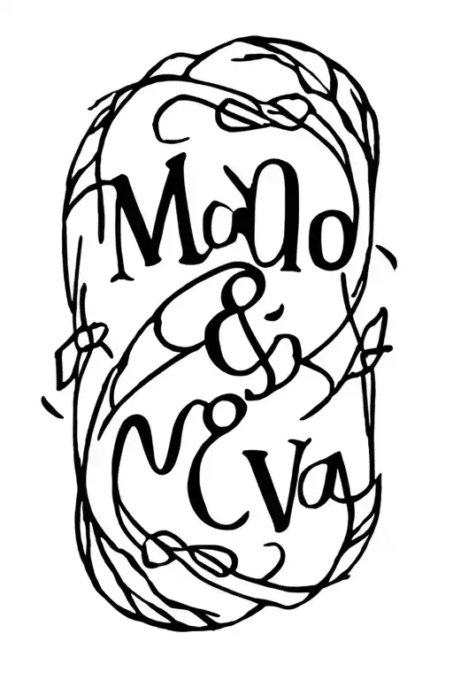 Mado & Eva Calligraphic With Frame To Place Inside Forearm Horizontally
