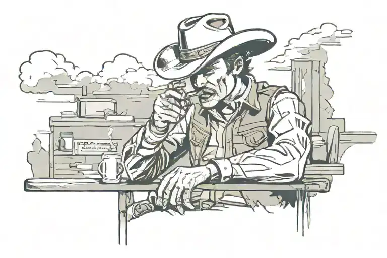 Cowboy Smoking Cigarette