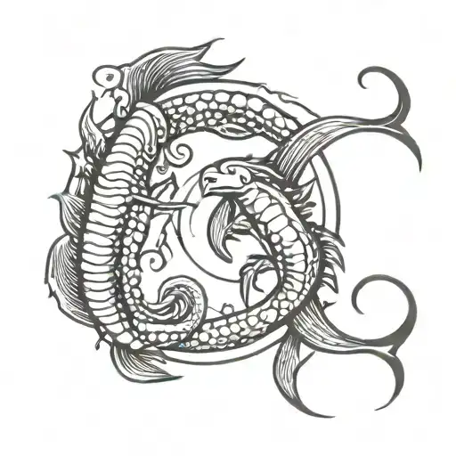Pisces And Scorpio Zodiac Symbol Incorporating Elements