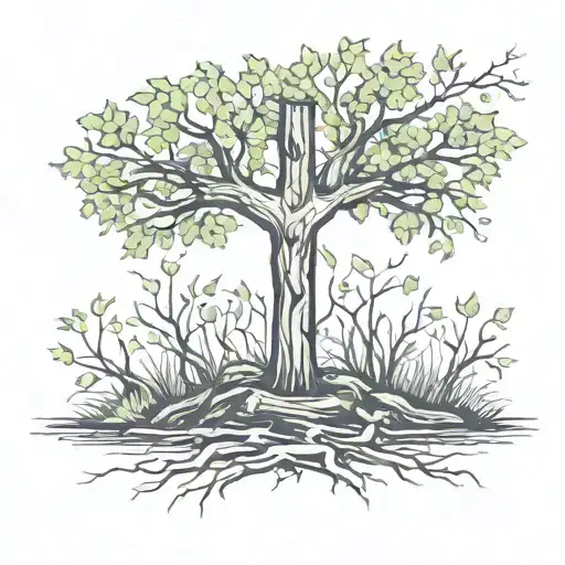 Tree Grows Around A Cross