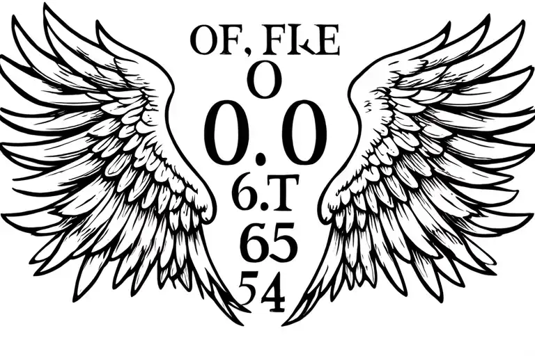 Angel Wings With Date Of Birth And Date Of Death
