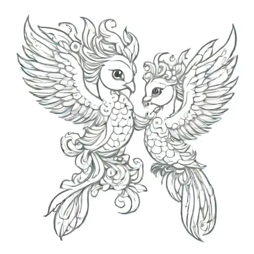 Two Baby Pheonix Pisces And Scorpio Zodiac Sign