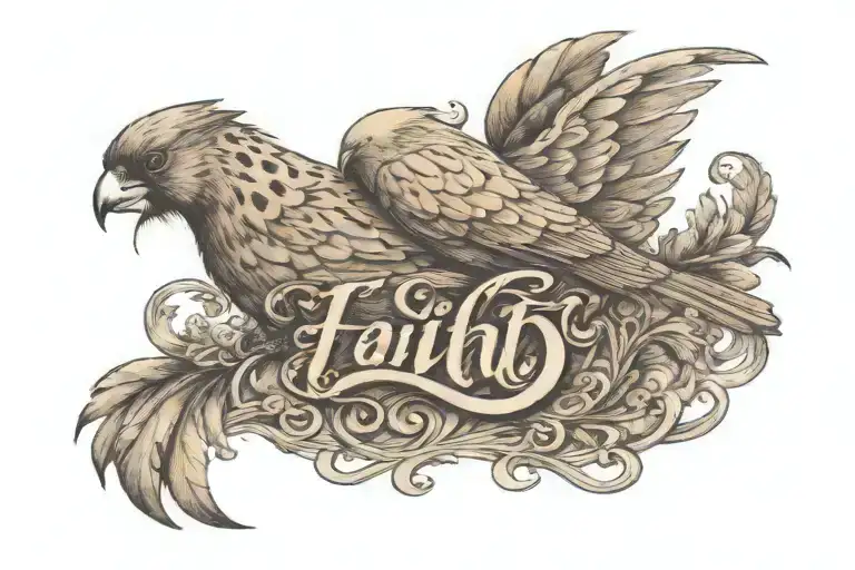 Faith Written Out With A Cardinal Coming Of A Loop Of The H And Leapord Print