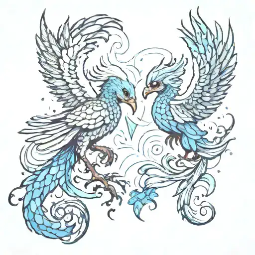 Two Baby Pheonix Morphing Into Pisces And Scorpio Zodiac Sign