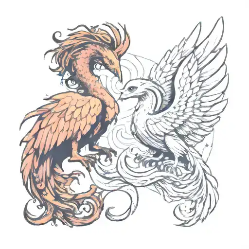 Two Baby Pheonix Morphing Into Pisces And Scorpio Zodiac Sign