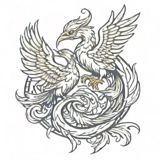 Two Baby Pheonix Morphing Into Pisces And Scorpio Zodiac Sign