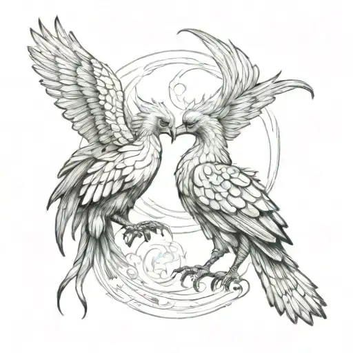 Two Baby Pheonix Morphing Into Pisces And Scorpio Zodiac Sign