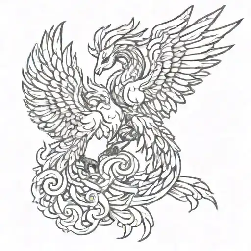 Two Baby Pheonix Morphing Into Pisces And Scorpio Zodiac Sign