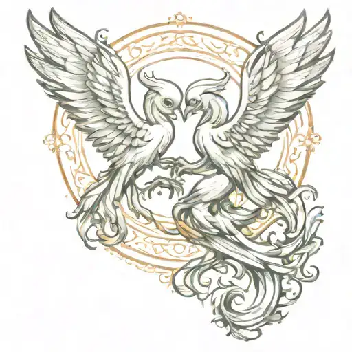 Two Baby Pheonix Morphing Into Pisces And Scorpio Zodiac Sign