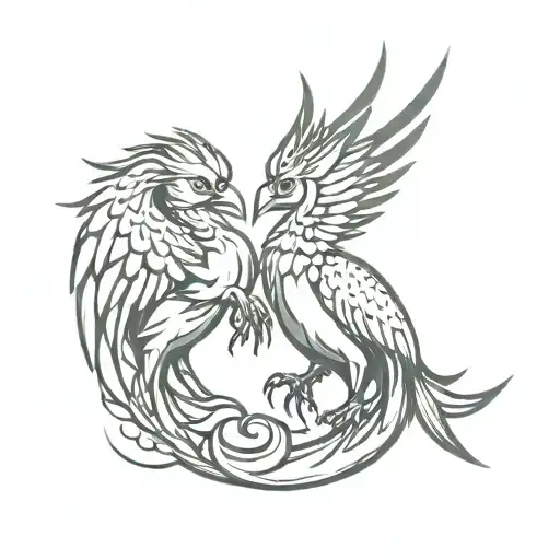 Two Baby Pheonix Morphing Into Pisces And Scorpio Zodiac Sign