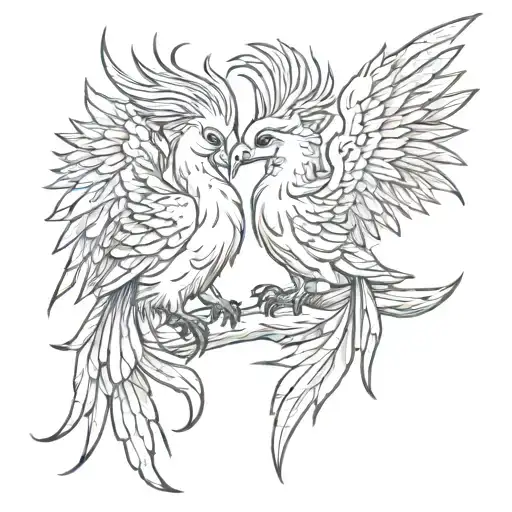Two Baby Pheonix As Pisces And Scorpio Zodiac Sign