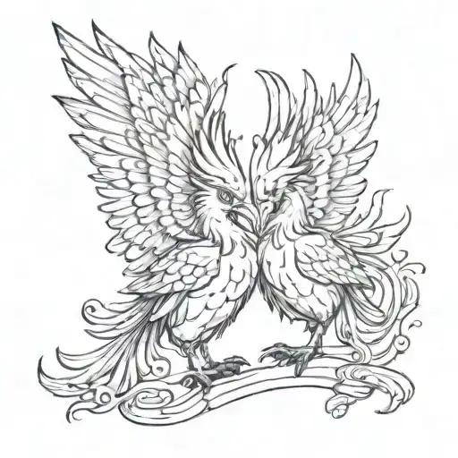 Two Baby Pheonix As Pisces And Scorpio Zodiac Sign