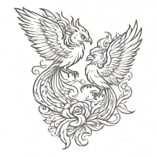 Two Baby Pheonix As Pisces And Scorpio Zodiac Sign