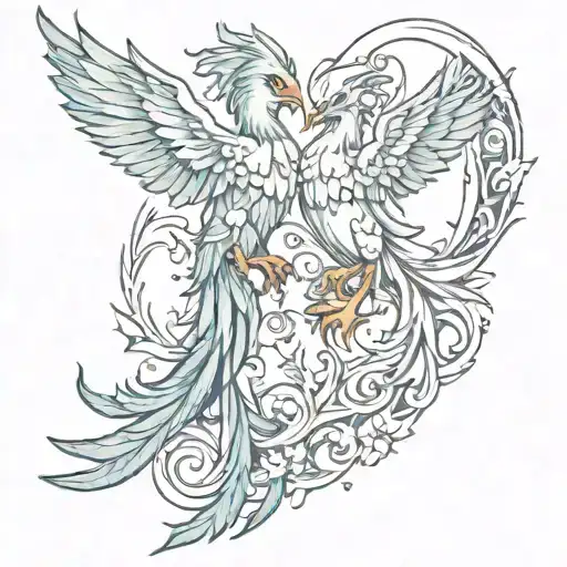 Two Baby Pheonix As Pisces And Scorpio Zodiac Sign