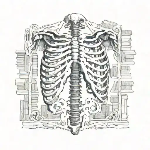 Rib Cage Where There Are Books Instead Of Bones