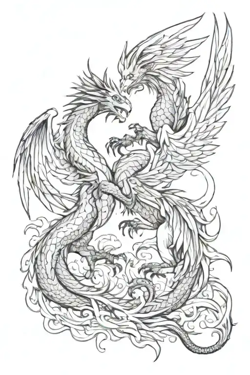 Dragon And Pheonix Fighting
