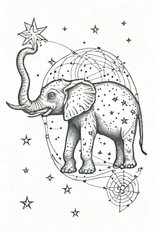 An Aquarius Constellation Tattoo With A Subtle Elephant Motif Hidden Within The Stars