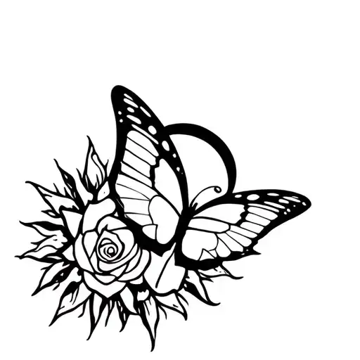 Butterfly Rose Moon Sun Star Hands Spiritual