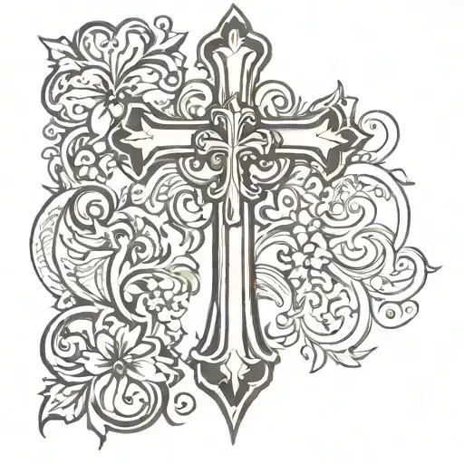 Christian Cross With Fleur De Lys