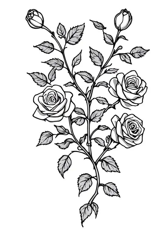 A Rose Vine That Wraps Around My Arm With 5 Different Roses That Attach To It