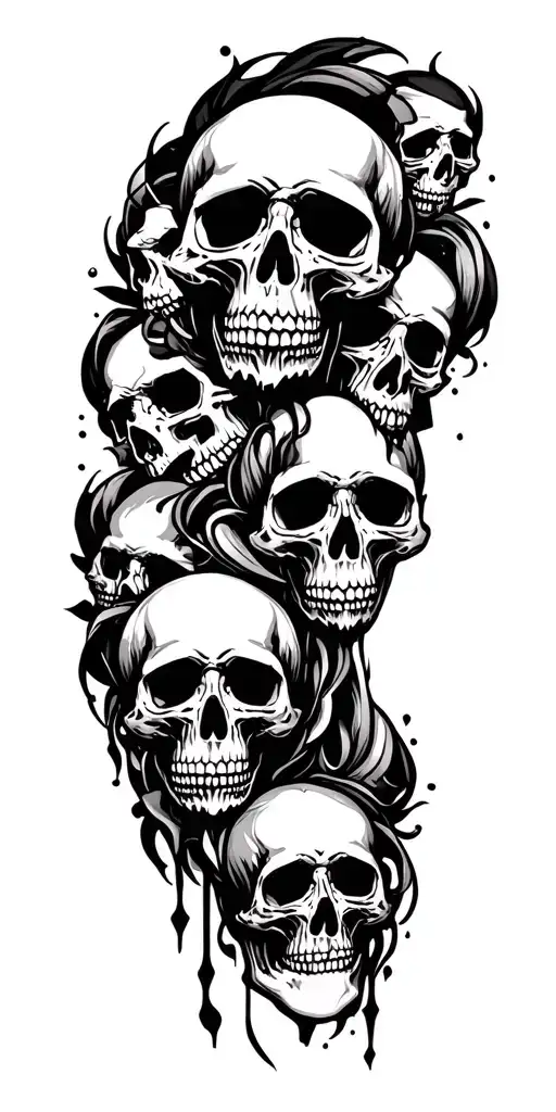 Skulls Connected Up Arm Sleeve No Background