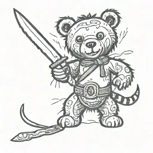 Voodoo Bear Holding Knife