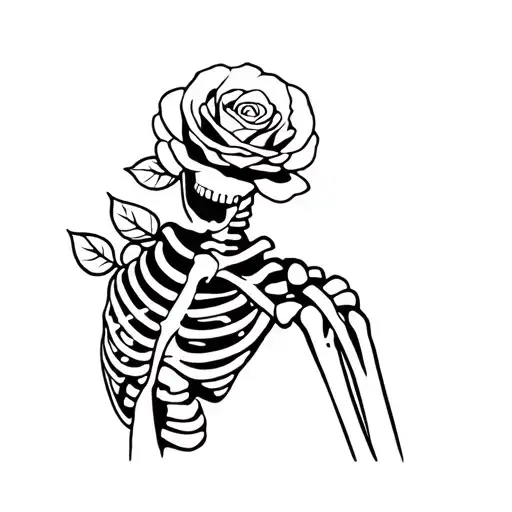 Skeleton Holding Rose