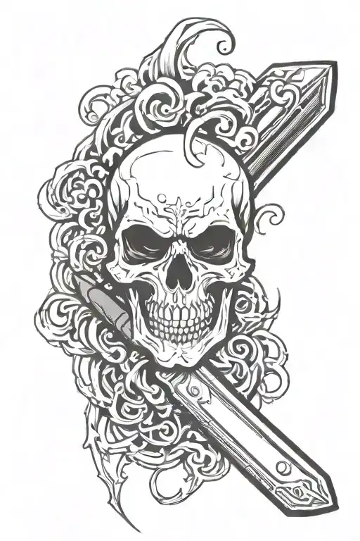 Death Skull In A Switch Blade With Smoke Forming