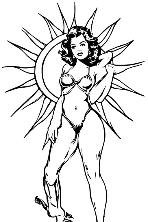 Pin-up Girl Standing Proudly Towards The Sun