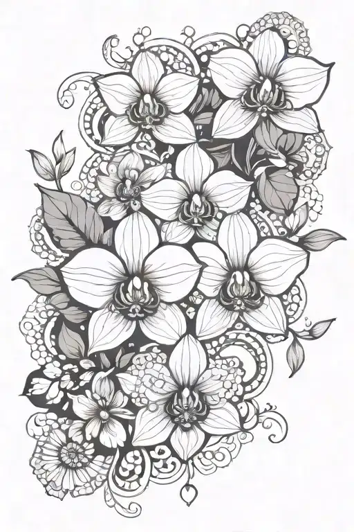 Black Orchid With Mandalas