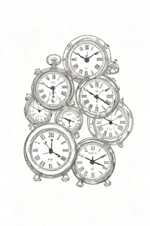 4 Clock Faces Staggered Vertically