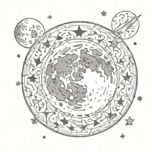 Moon Surrounded By Stars