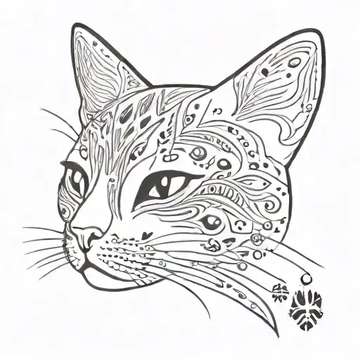 Paw Print Cat Boho Linework Design