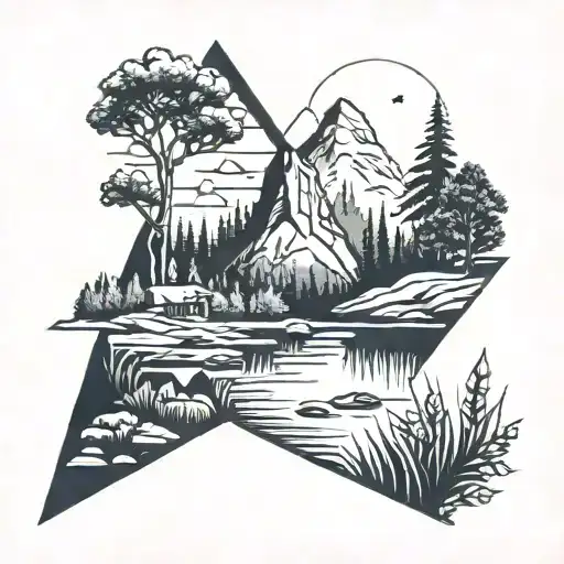 Arrowhead Landscape Tattoo Featuring