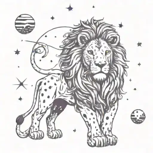 A Lion With Cosmic Elements Like Stars And Galaxies