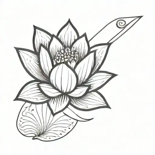 Lotus Flower With Lines Small