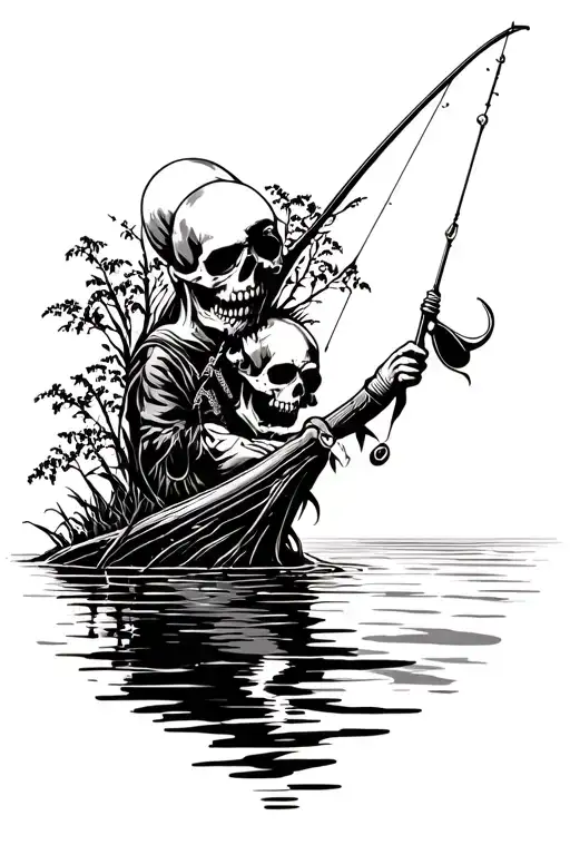 Gothic Skulls Nature Peaceful Fishing Calf Sleeve