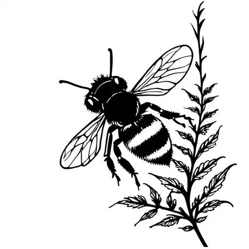 Bumble Bee Flying With Plant Border